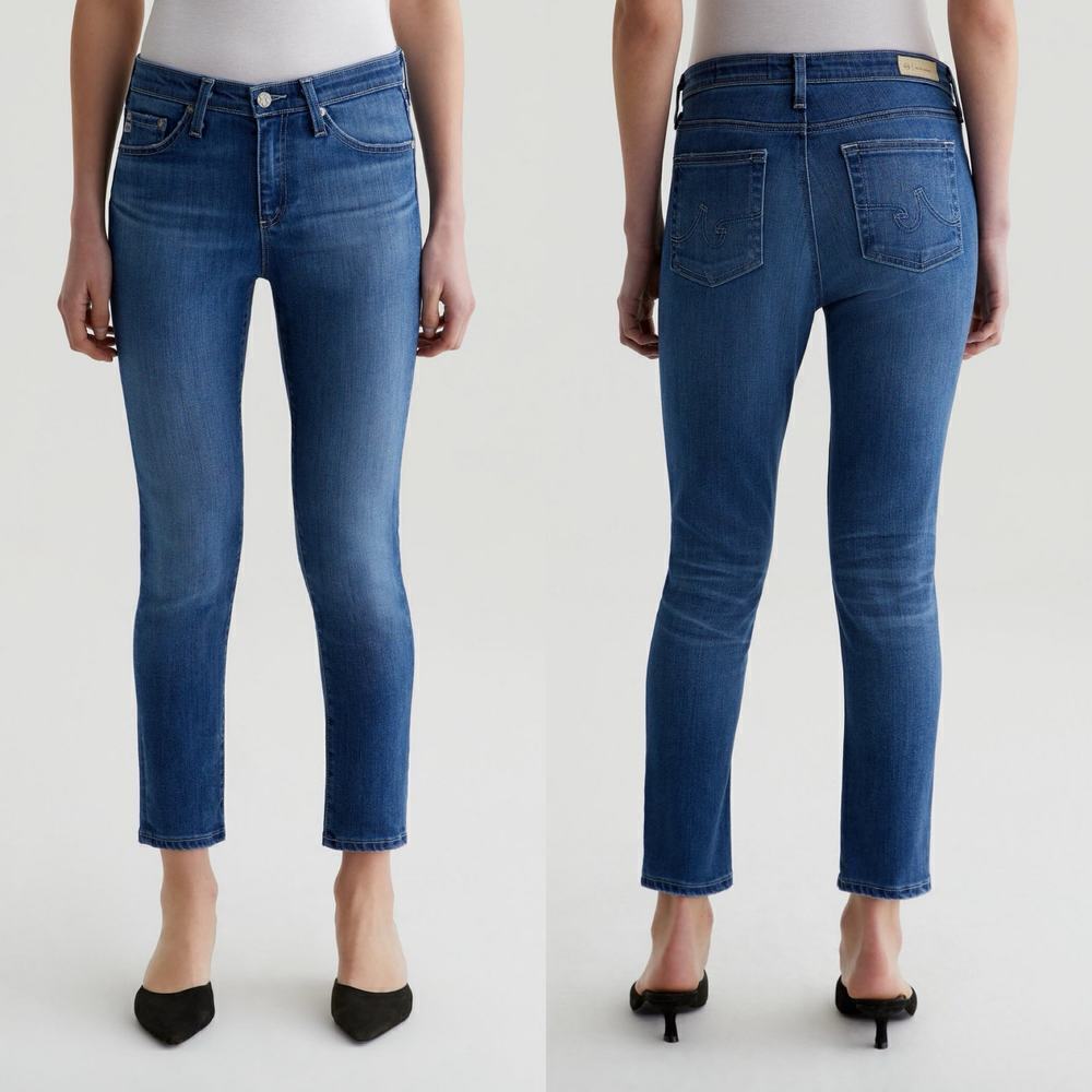 AG Adriano Goldschmied Prima Cigarette Crop Jeans Dark Blue Wash Size 32